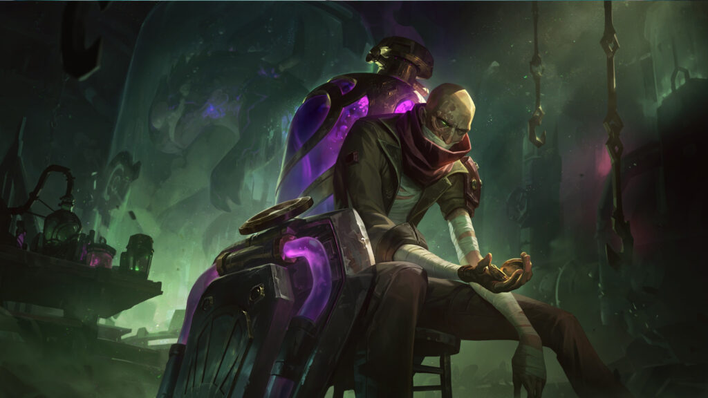 Shimmer Lab Singed Skin Splash Art in League of Legends