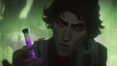 Viktor holding a test tube of shimmer in Arcane season 1 episode 7