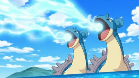 Two Lapras from Pokemon using Ice Beam