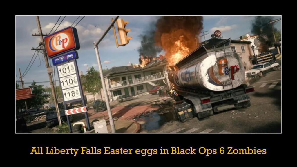 Vista del mapa de Liberty Falls en la imagen de ONE Esports para todos los huevos de Pascua de Liberty Falls en Black Ops 6 Zombies