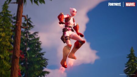 Fortnite character with Iron Man gloves