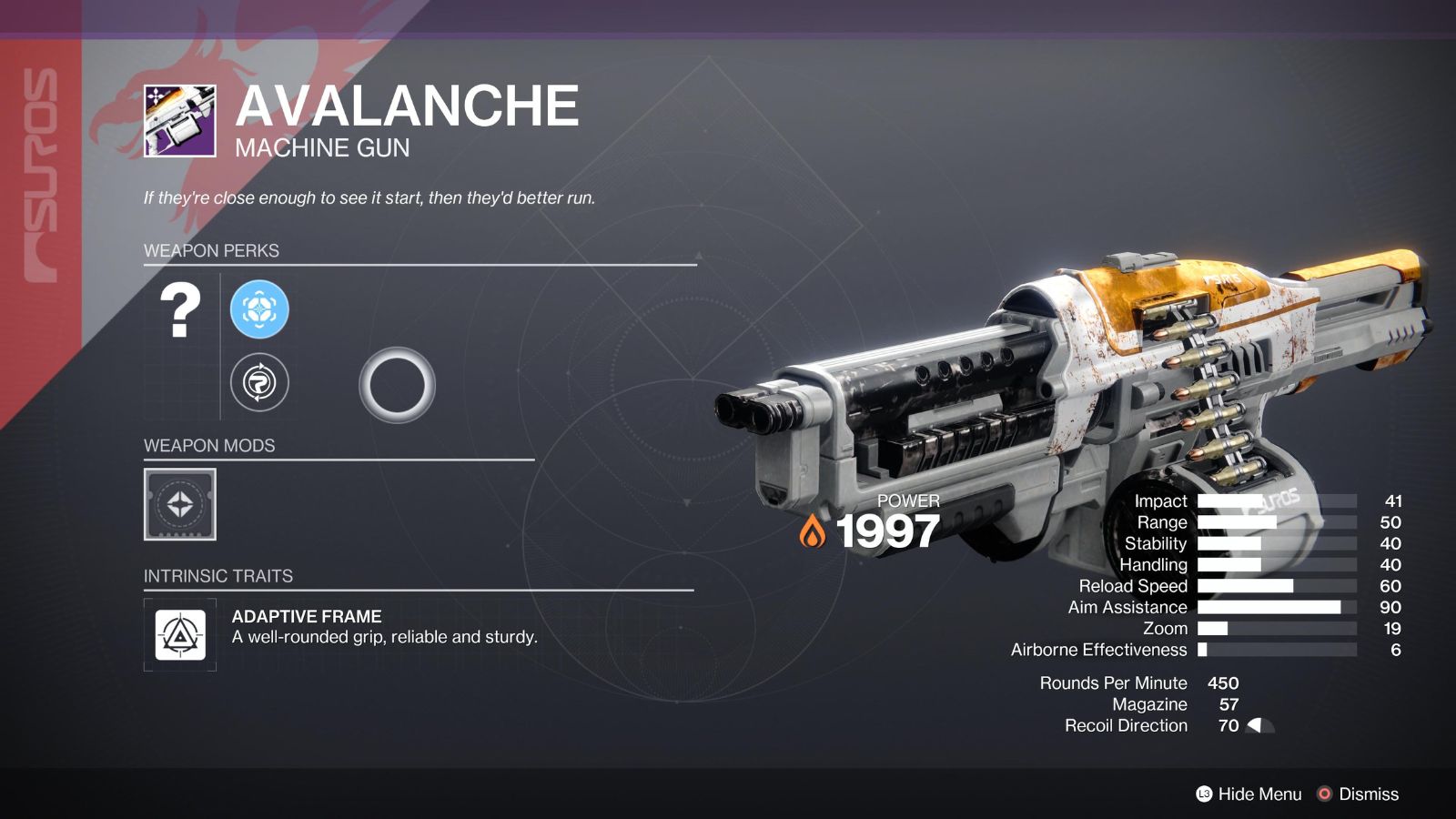 Destiny 2 Avalanche god roll 