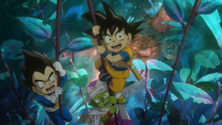 Dragon Ball Daima main characters Goku, Vegeta, and Piccolo seen in episode 13