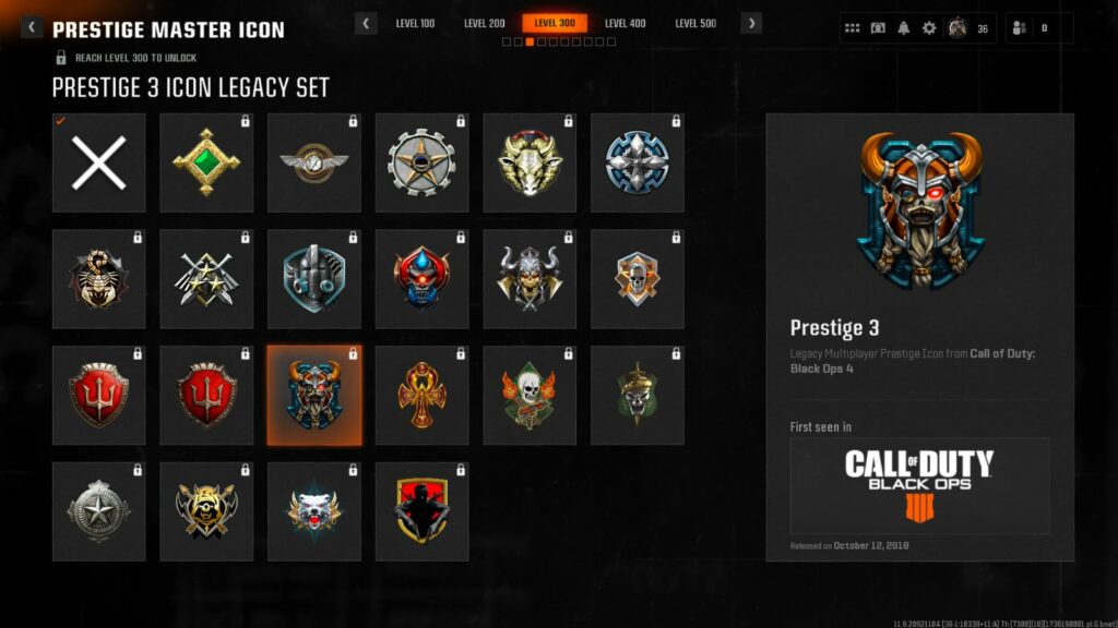 Level 300 Legacy Prestige icons in Black Ops 6