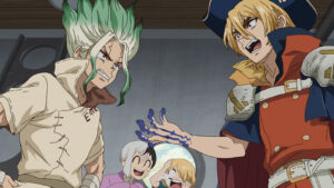 Senku and Ryuusui going at it in Dr Stone season 4 episode 1