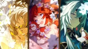 Honkai Star Rail Chrysos Heirs of Amphoreus, Aglaea, Tribbie, and Anaxagoras