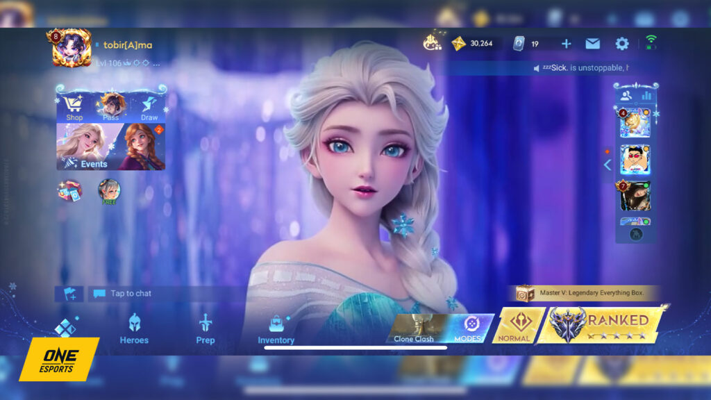 Frozen x Honor of Kings theme on main menu