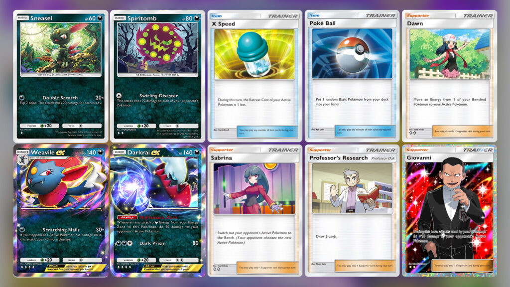 Darkrai Ex and Weavile Ex with in one of room-time Smackdown Meta Decks in Pokemon TCG Pocket