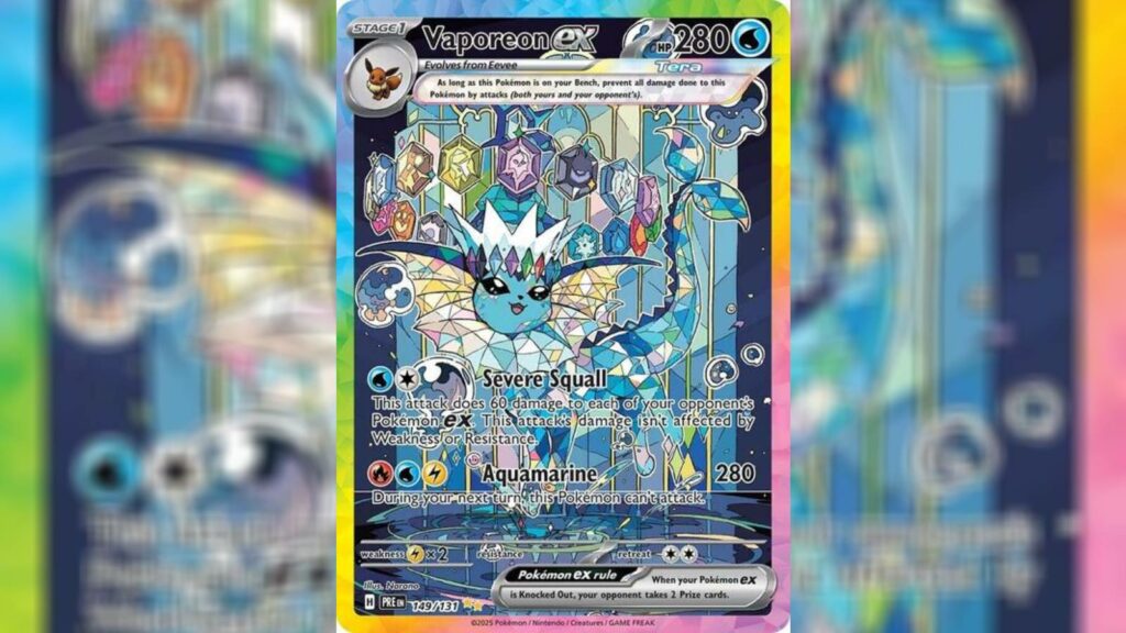 Prismatic Evolution's special artwork Vaporeon ex card