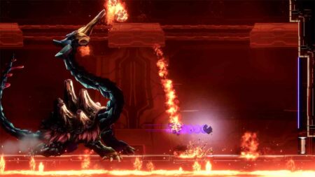 Shadow Labyrinth official screenshot showing monster fighting with lava