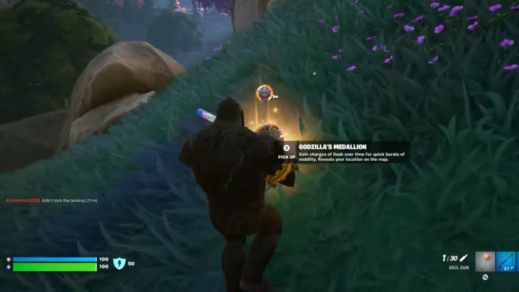 Medallón de Godzilla en Fortnite