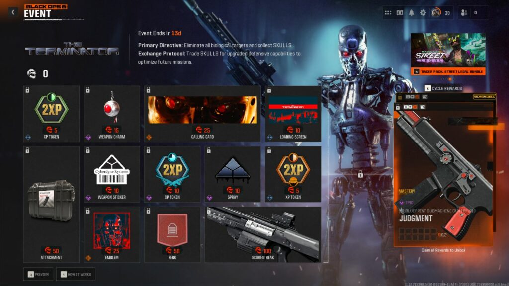 Los premios del evento Terminator y los requisitos del cráneo Black Ops 6