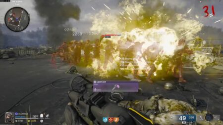 Enemies affected by Napalm Burst Ammo Mod on Liberty Falls in Black Ops 6 Zombies