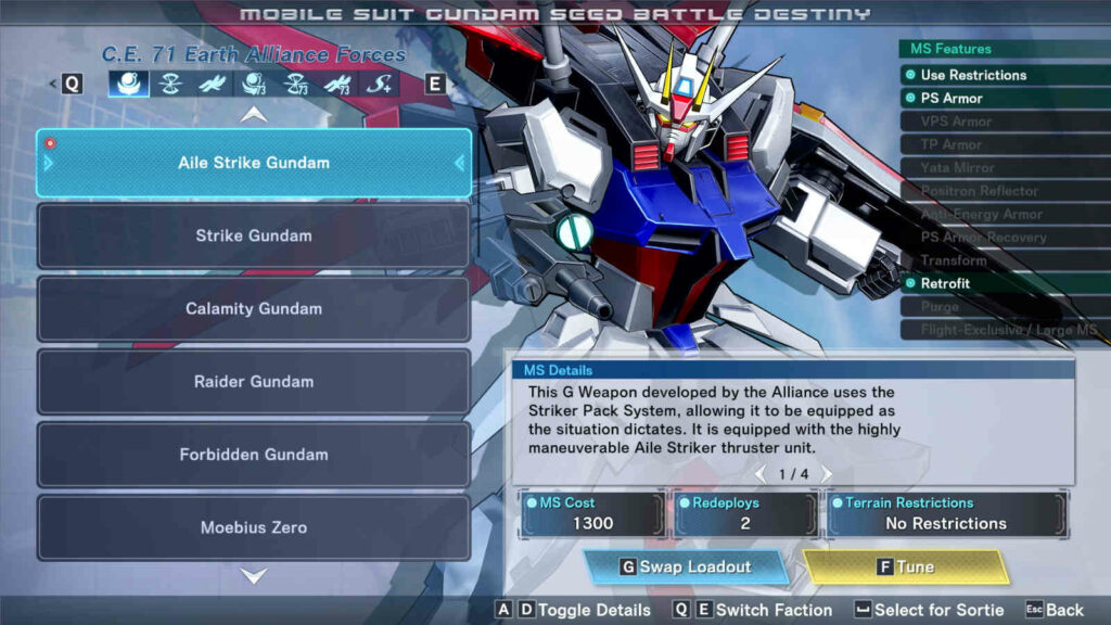 Disfraz móvil Gundam Semilla Battle Destiny Remasterizado Menú del menú Gundam