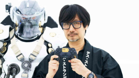Hideo Kojima holding Death Stranding 2 controller On the Beach Limited Edition
