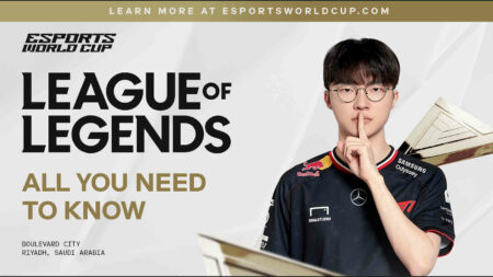 Esports World Cup 2025 LoL key visual primer featuring Faker