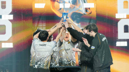 RRQ lift the championship trophy of VCT Pacific Stage 1 2025