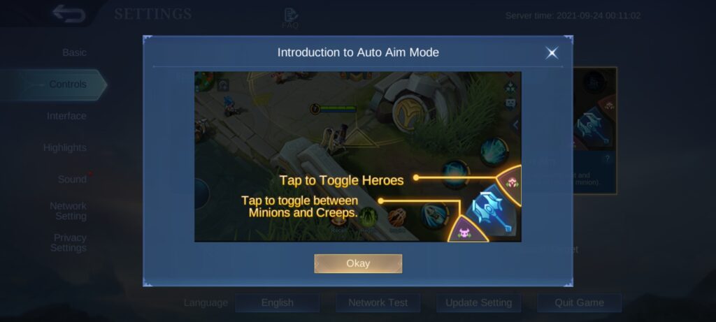 pengaturan aim kontrol Mobile Legends