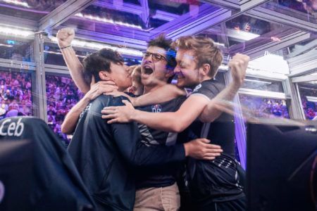 OG Esports' TI9 roster after winning the Dota 2 tournament for a second time.