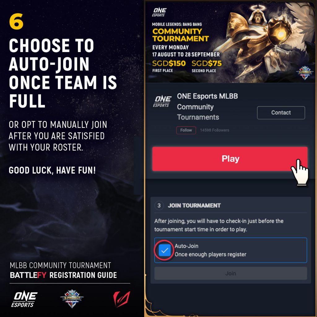 Join ONE Esports Community Tournaments and win cash prizes