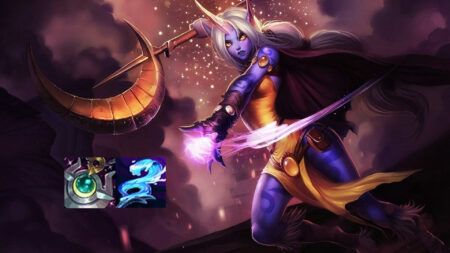 League of Legends champion Soraka and support items Moonstone Renewer and Staff of Flowing Water