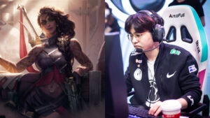 League of Legends champion Samira, and Invictus Gaming's bot laner, Puff