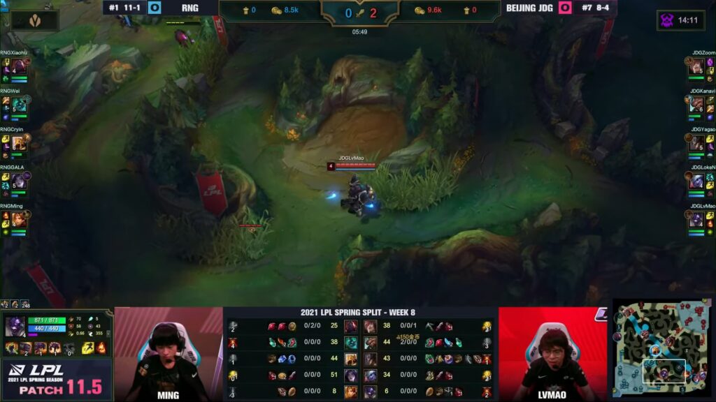 JD Gaming LvMao's Alistar placing a Control Ward in Royal Never Give Up's jungle