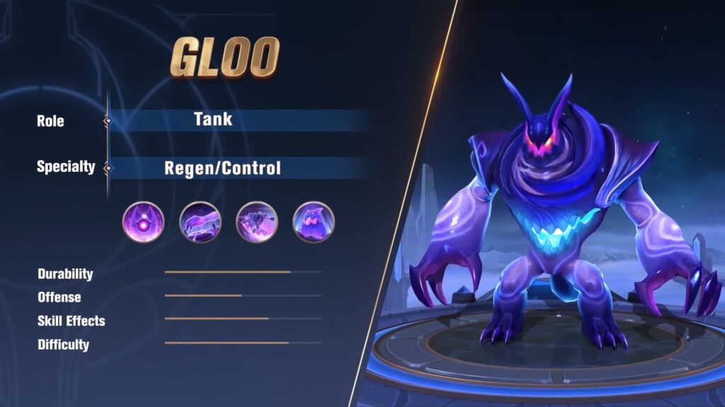 MLBB newest tank hero, Gloo attributes