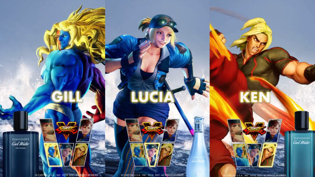 Street Fighter V, Davidoff Cool Water, Gill, Lucia, Ken