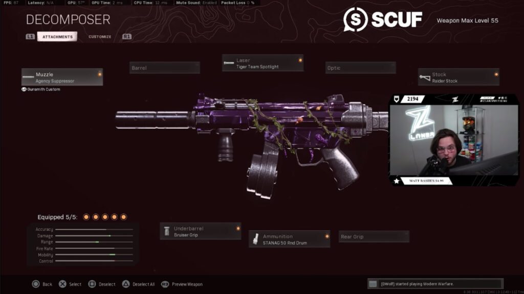 ZLaner's MP5 class in Call of Duty: Warzone