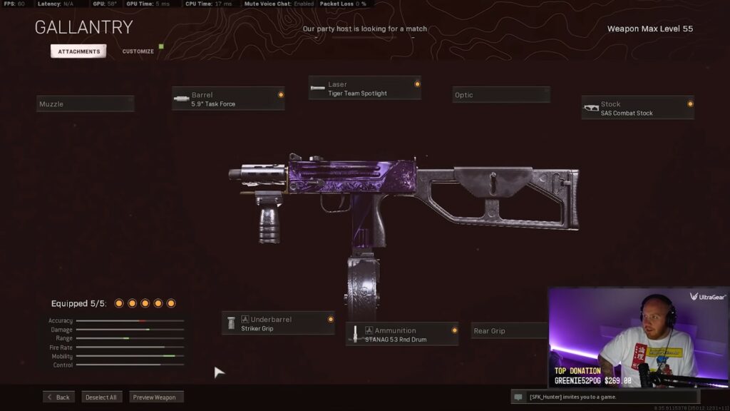 MAC 10 class of TimTheTatman in Call of Duty: Warzone