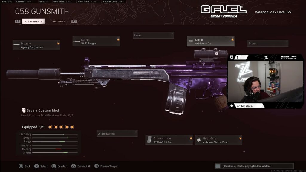 Details of ZLaner's C58 class in Call of Duty: Warzone