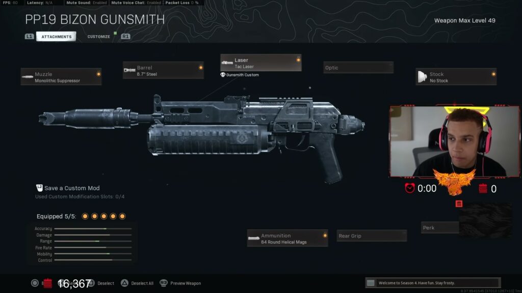 Details of Swagg's PP19 Bizon class in Call of Duty: Warzone