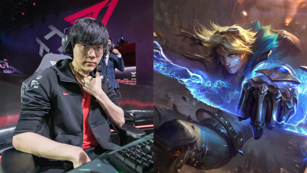 Teddy of T1 next to Ezreal during Week 4 of 2021 LCK Summer