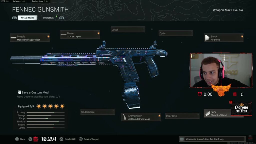 Details of the best SMG in Warzone, Swagg's Fennec loadout