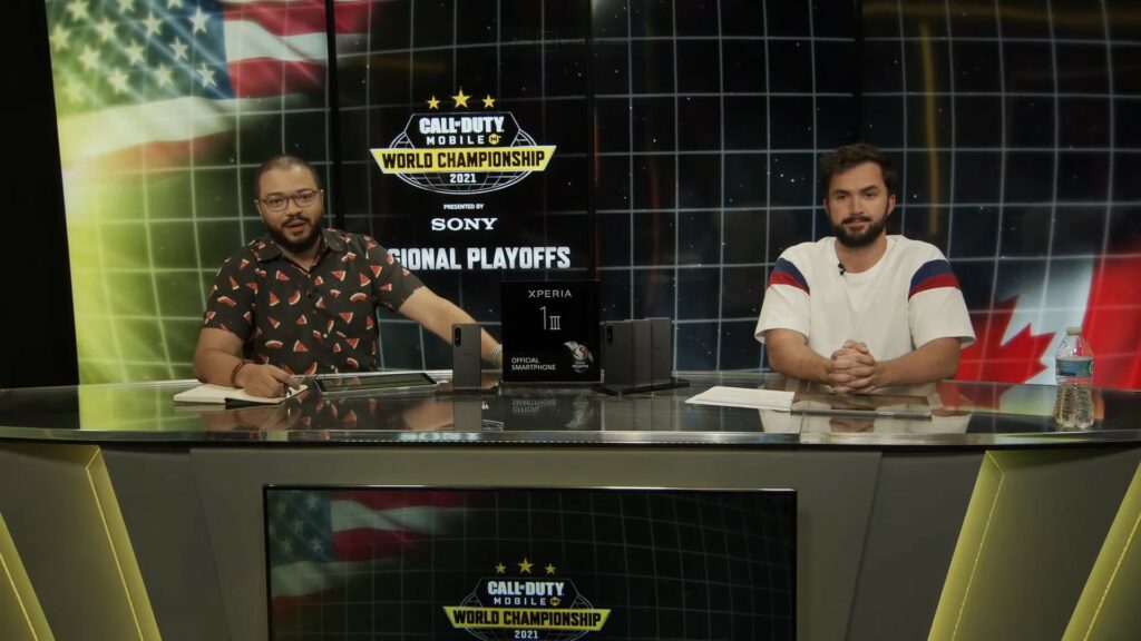 Goldenboy and BobbyPlays during the Call of Duty: Mobile NA Regional Playoffs