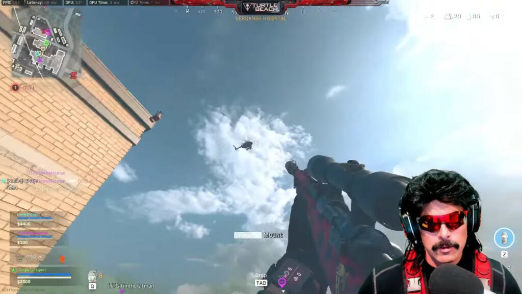Dr DisRespect's no-scope kill in Call of Duty Warzone