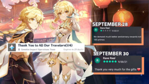 Genshin Impact anniversary rewards, reviews