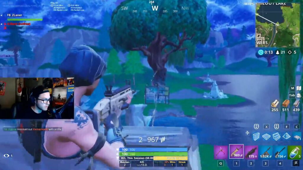 Screenshot of ZLaner's earlier Fortnite streams