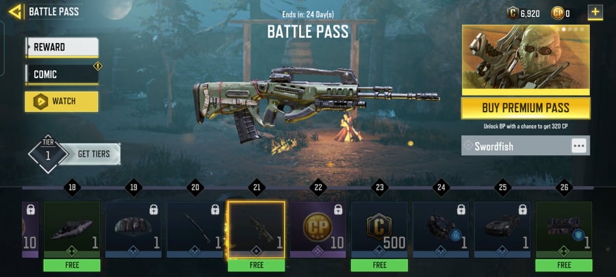 Battle Pass tier of the Swordfish in Call of Duty Mobile Season 9