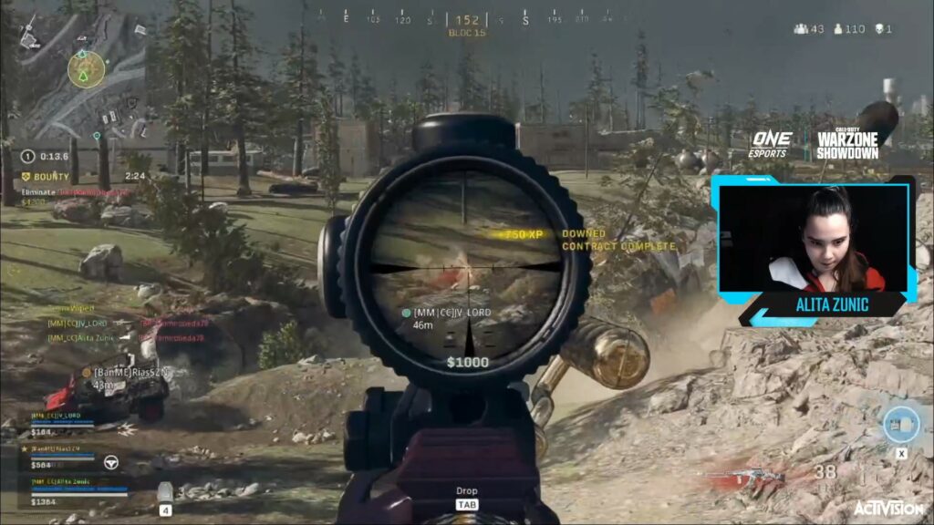 Alita Zunic in ADS for a big kill during the ONE Esports Warzone Showdown 2021