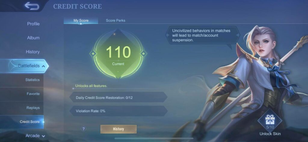 Mobile Legends: Bang Bang Future Cop Silvanna Credit Score system