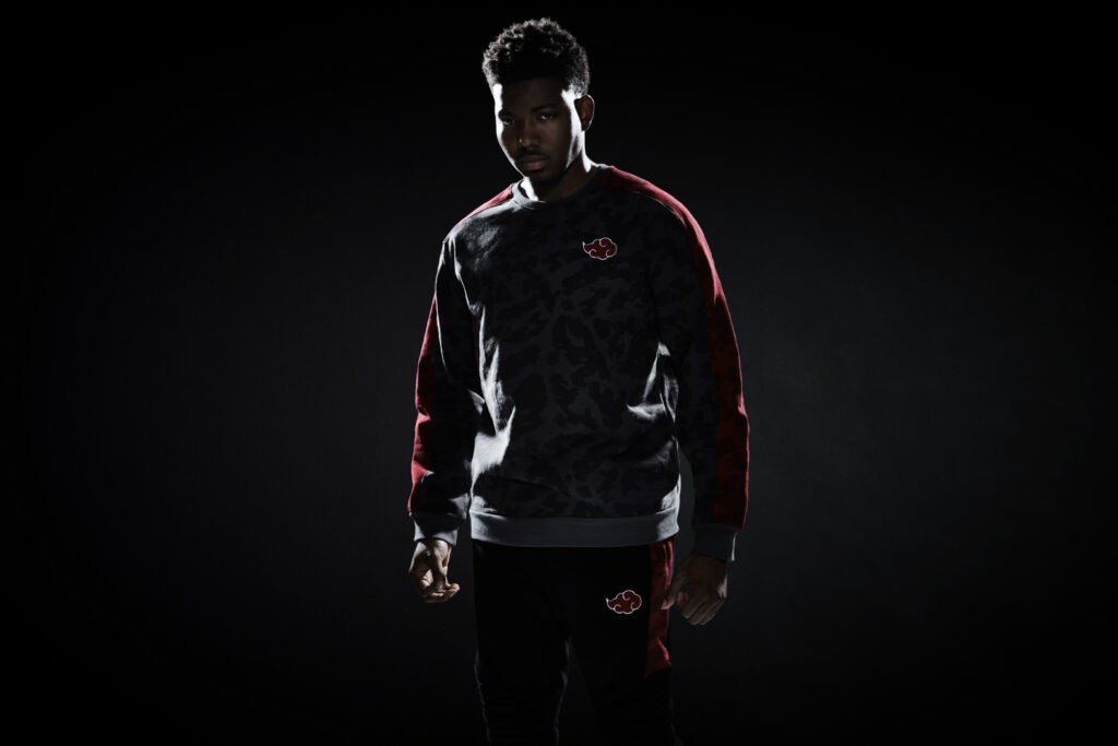 King Vader wearing the Naruto Akatsuki Collection Charcoal Pattern Crew Neck Sweatshirt