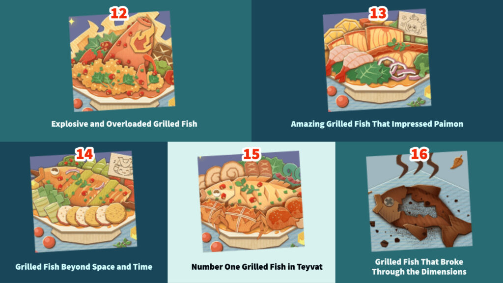 All the hidden recipes for Genshin Impact's Yummy! Barbecue Under the Stars web event.