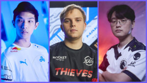 Cloud9 Blaber, 100 Thieves Abbedagge, and Team Liquid CoreJJ for the 2021 LCS offseason