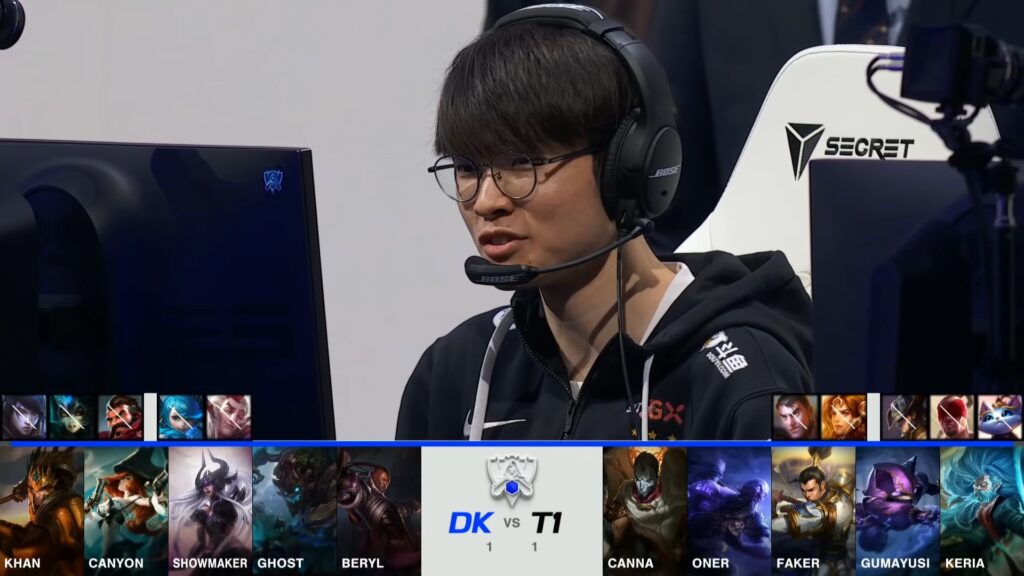 DWG KIA vs T1 game three draft at Worlds 2021 semifinals