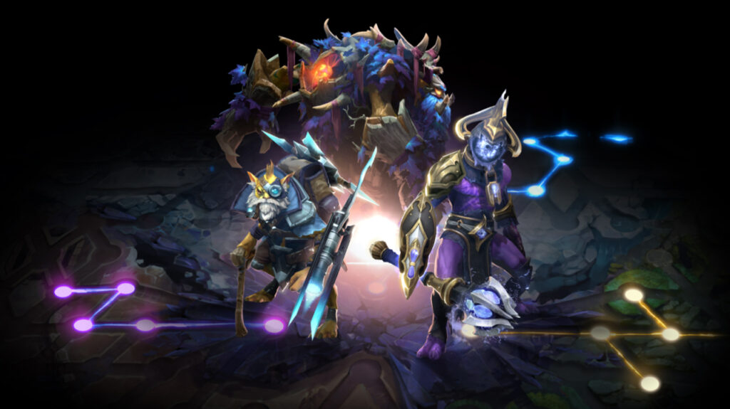 Dota 2 Aghanim's Labyrinth 2 Cavern Crawl Bounty Hunter, Faceless Void, and Treant bundles