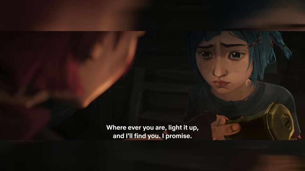 Vi giving Jinx the blue flare in Arcane Act 1 Episode 3