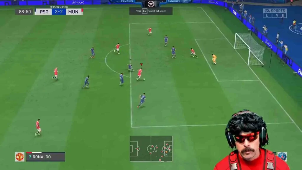 Dr DisRespect goes legendary with two Cristiano Ronaldo hat tricks in FIFA 22 Dr DisRespect going for a goal with Cristiano Ronaldo in FIFA 22