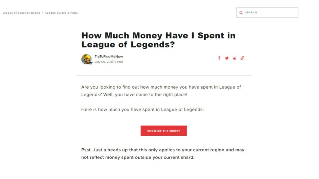 Check your money spent in League of Legends